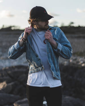 Male Model In Jean Jacket Wallpaper