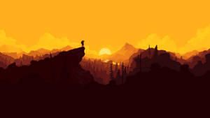 Man On The Edge Of The Cliff Sunset 4k Flat Wallpaper