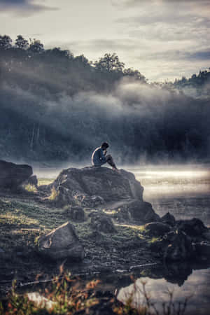 Man Outdoors Depressed Pfp Wallpaper