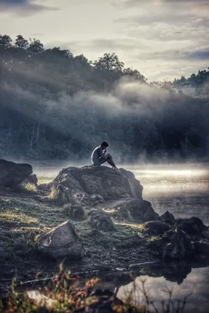 Man Outdoors Depressed Pfp Wallpaper