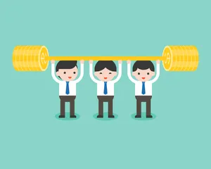 Man Power Lifting In Conceptual Artwork With Coin Barbell Wallpaper