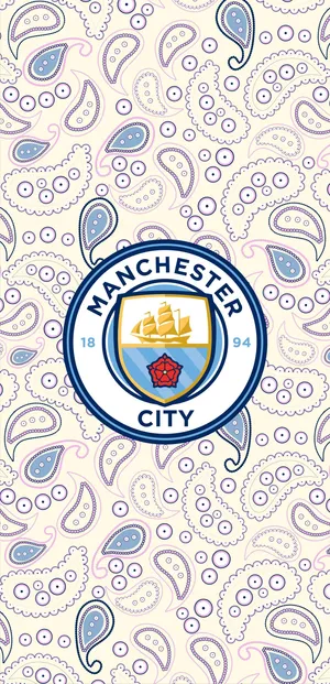 Manchester City Logo On Vibrant Paisley Background Wallpaper