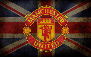 Manchester United Logo And British Flag Wallpaper