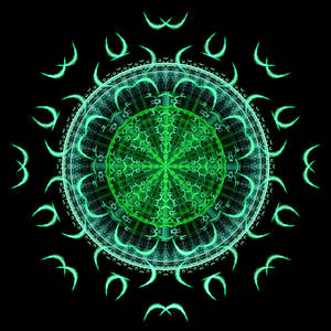 Mandala Fractal On Black Background Wallpaper