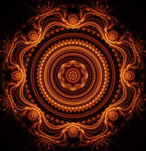 Mandala Orange Ornament Wallpaper