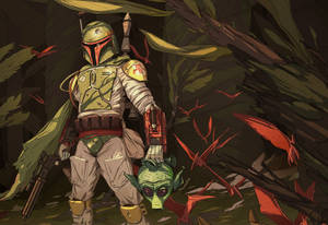 Mandalorian Boba Fett Digital Drawing Wallpaper