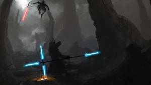 Mandalorian Lighstaber Fight Wallpaper