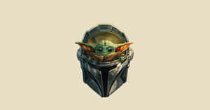 Mandalorian Yoda In A Helmet Wallpaper