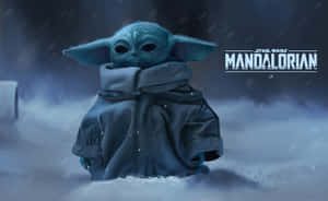 Mandalorian Yoda Walking On Snow Wallpaper