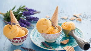 Mango Ice Cream Dessert Wallpaper