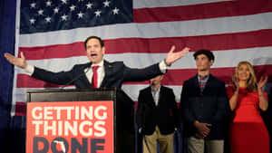 Marco Rubio Delivering A Powerful Speech Wallpaper