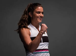 Maria Sakkari Fist Raised Smiling Wallpaper