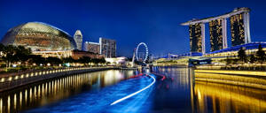 Marina Bay Sands Blue Waters Night Wallpaper