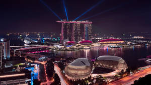 Marina Bay Sands Night Aerial Lights Wallpaper