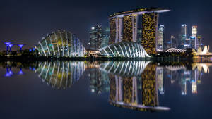 Marina Bay Sands Night Reflection Wallpaper