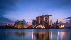 Marina Bay Sands Purple Sky Skyline Wallpaper