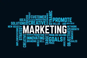 Marketing Blue Word Cloud Wallpaper