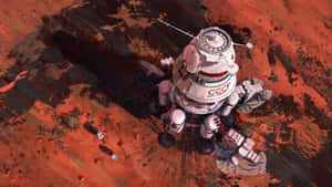 Mars Exploration Retro Style Wallpaper