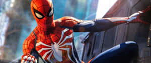 Marvel 3440 X 1440 Spider-man On Side Building Wallpaper