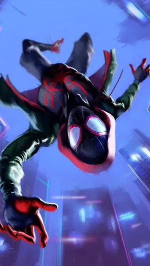 Marvel Character Miles Morales Iphone Digital Painting Wallpaper