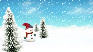 Marvel In The Magical Winter Wonderland With A Snowman Wallpaper