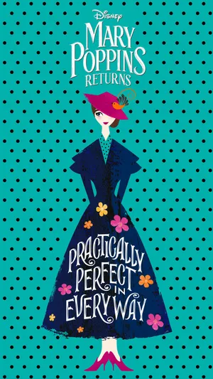 Mary Poppins Soaring High In The Sky With Her Iconic Umbrella Wallpaper