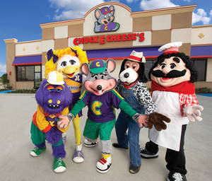 Mascots In Chuck E Cheese Restaurant Wallpaper