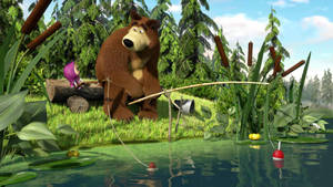 Masha And The Bear Fishing Wallpaper