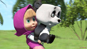 Masha And The Bear With Panda Wallpaper