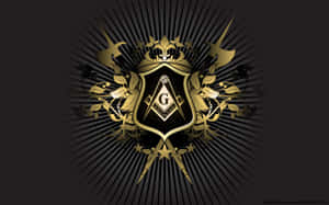 Masonic Emblem On Black Background Wallpaper