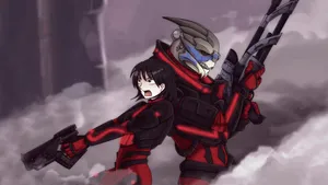 Mass Effect Garrus And Miranda Cartoon Wallpaper