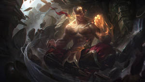 Master Lee Sin Striking In League Of Legends Wallpaper