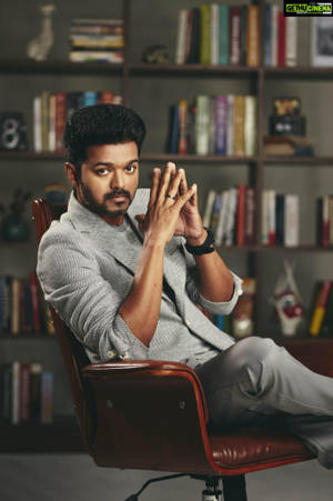 Master Vijay Formal Office Look Wallpaper