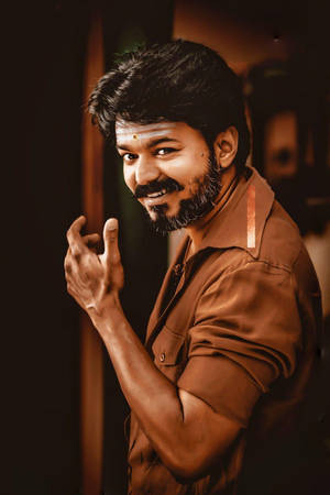 Master Vijay In Brown Shirt Wallpaper