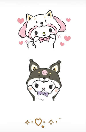 Matching Cat Pfp Pink And Black Wallpaper