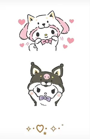 Matching Cat Pfp Pink And Black Wallpaper