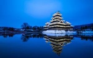 Matsumoto Castle Winter Reflection Wallpaper