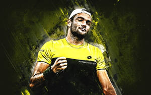 Matteo Berrettini In Action During A Tennis Match Wallpaper