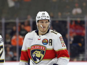 Matthew Tkachuk Florida Panthers Red White Jersey Wallpaper