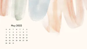 May 2022 Calendar Colorful Pastel Strokes Wallpaper