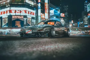 Mazda R X7 Urban Drift Night Scene Wallpaper