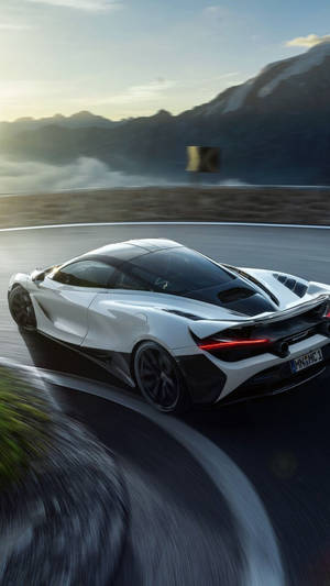 Mclaren 720s Phone White Car Turning Left Wallpaper