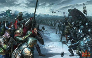 Medieval Knights Battle Bravely On The Battlefield Wallpaper