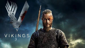 Medium Shot Ragnar Vikings Poster Wallpaper