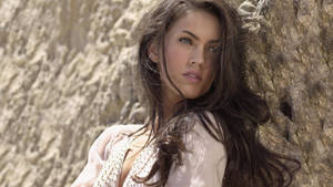 Megan Fox Looking Stunning On A Rock Wallpaper