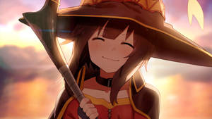 Megumin Smiling During Sunset Wallpaper