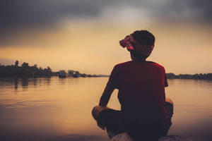 Melancholy Boy At The Lake Wallpaper