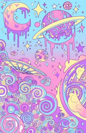 Melting Planets Cute Tablet Wallpaper