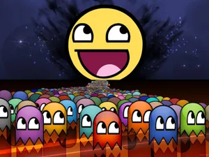 Meme Emoticon Pacman Ghost Eyes Wallpaper