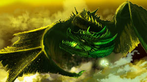 Menacing Green Dragon Artwork Wallpaper